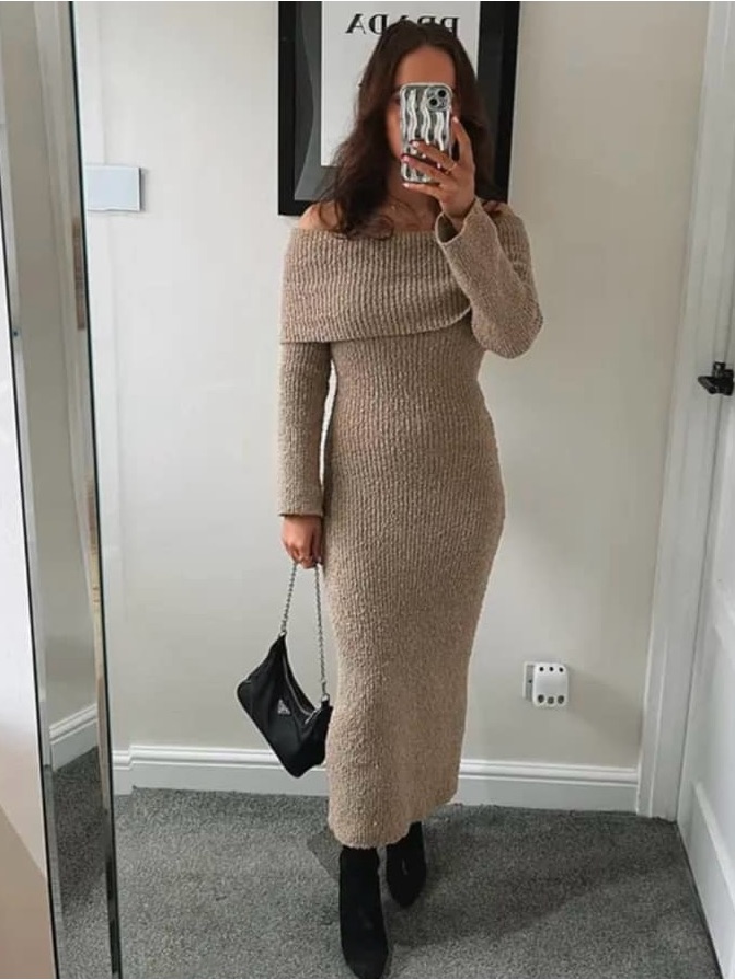 Elodie Midaxi Bardot Knit Dress